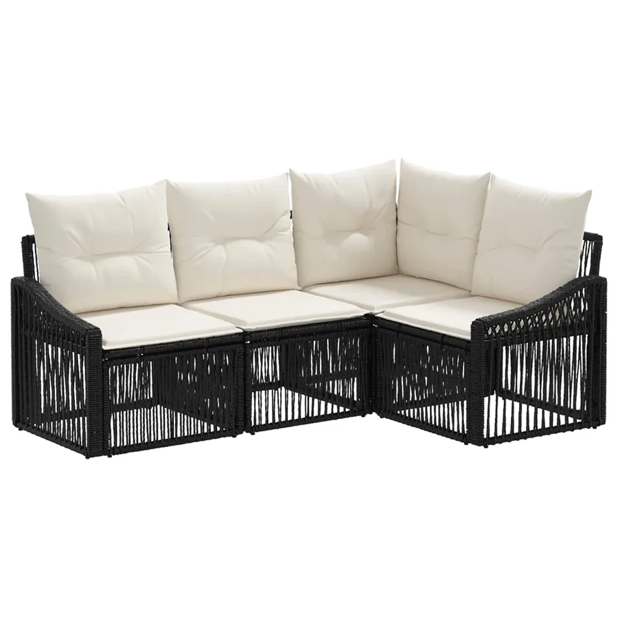 Ensemble de canapé de jardin 4 pcs Noir polyrotin - 2