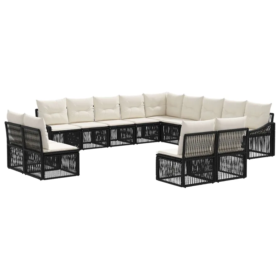 Ensemble de canapé de jardin 13 pcs Noir polyrotin