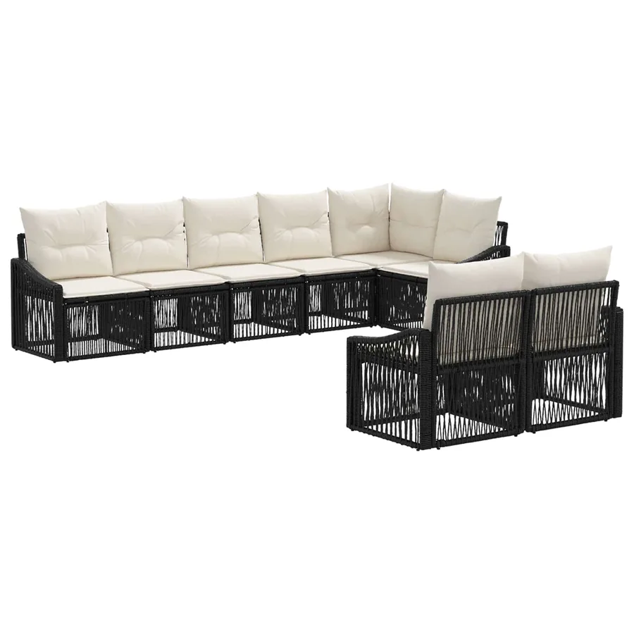 Ensemble de canapé de jardin 8 pcs Noir polyrotin - 2
