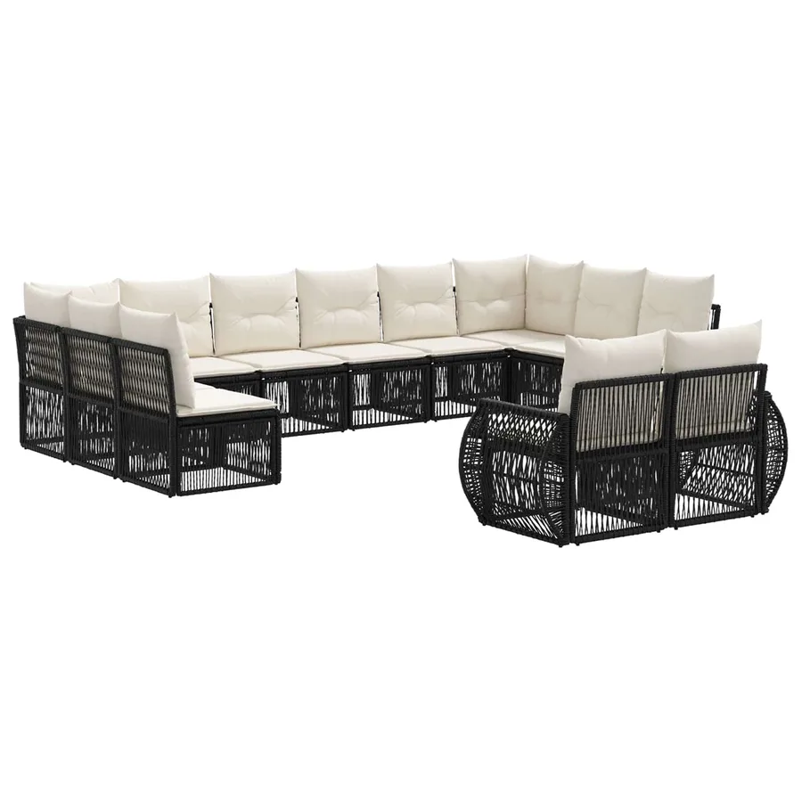 Ensemble de canapé de jardin 12 pcs Noir et blanc crème - 2
