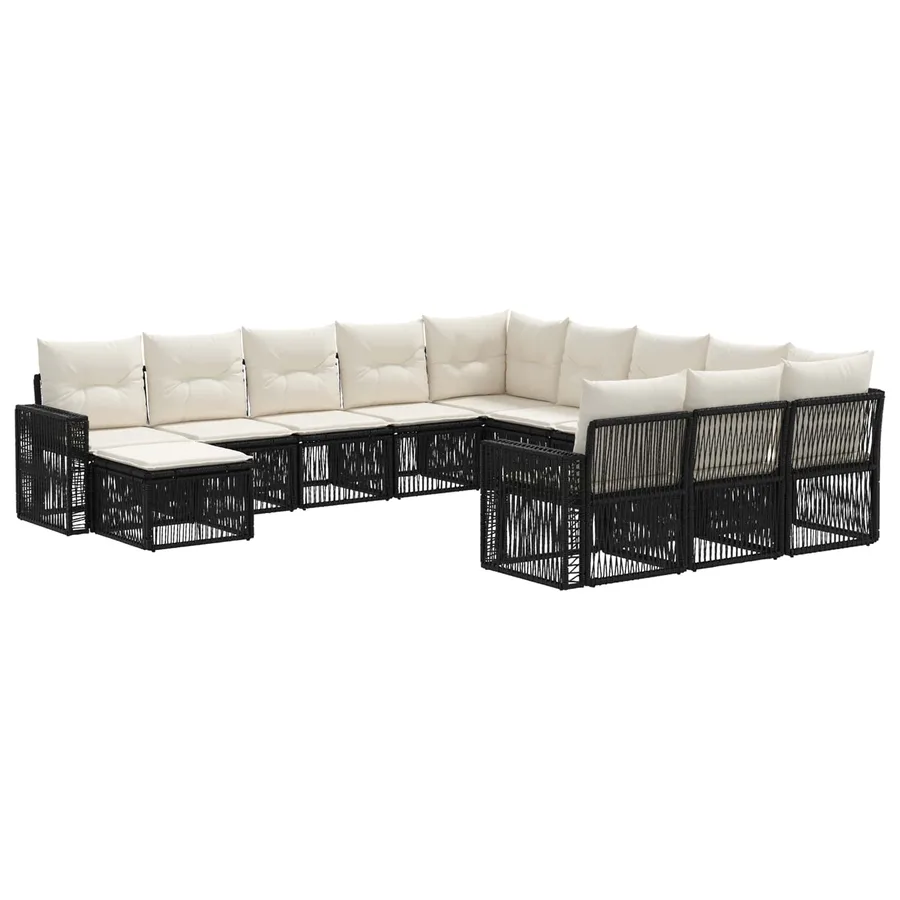 Ensemble de canapé de jardin 12 pcs Noir et blanc crème - 2