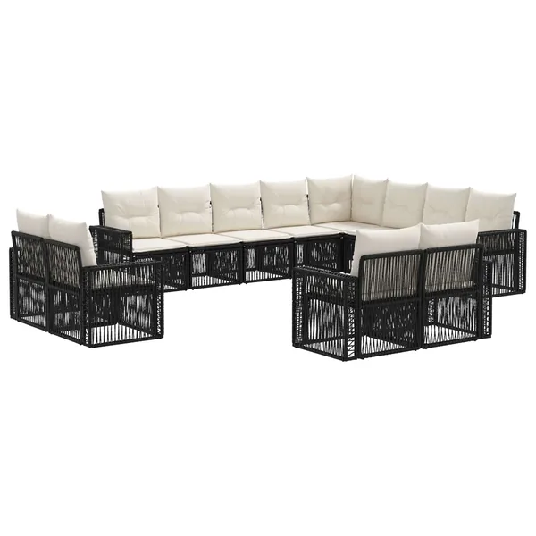 Ensemble de canapé de jardin 12 pcs Noir et blanc crème