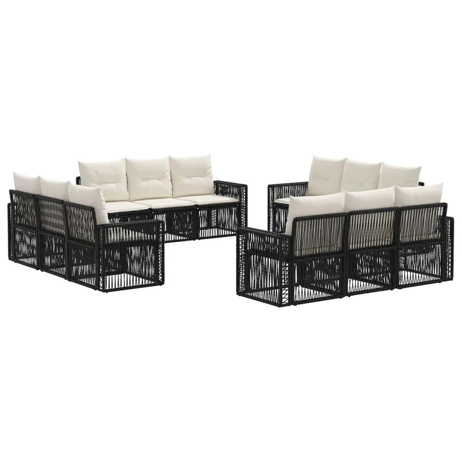 Ensemble de canapé de jardin 12 pcs Noir et blanc crème - 2