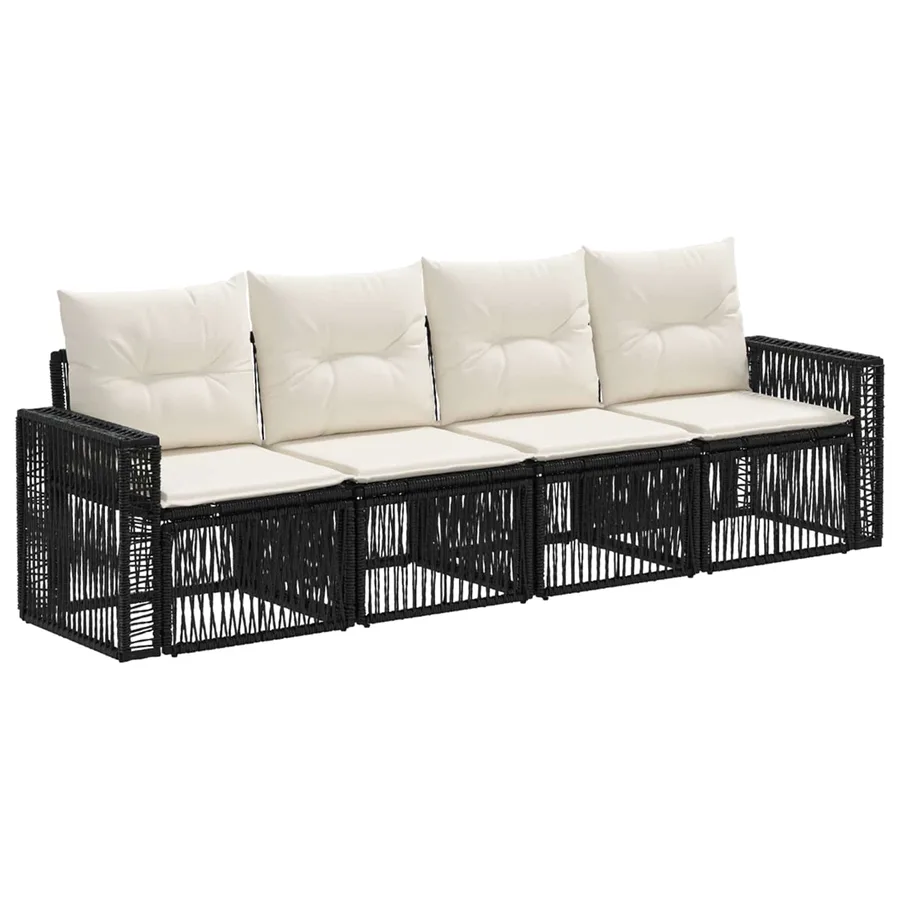 Ensemble de canapé de jardin 4 pcs Noir et blanc crème - 2