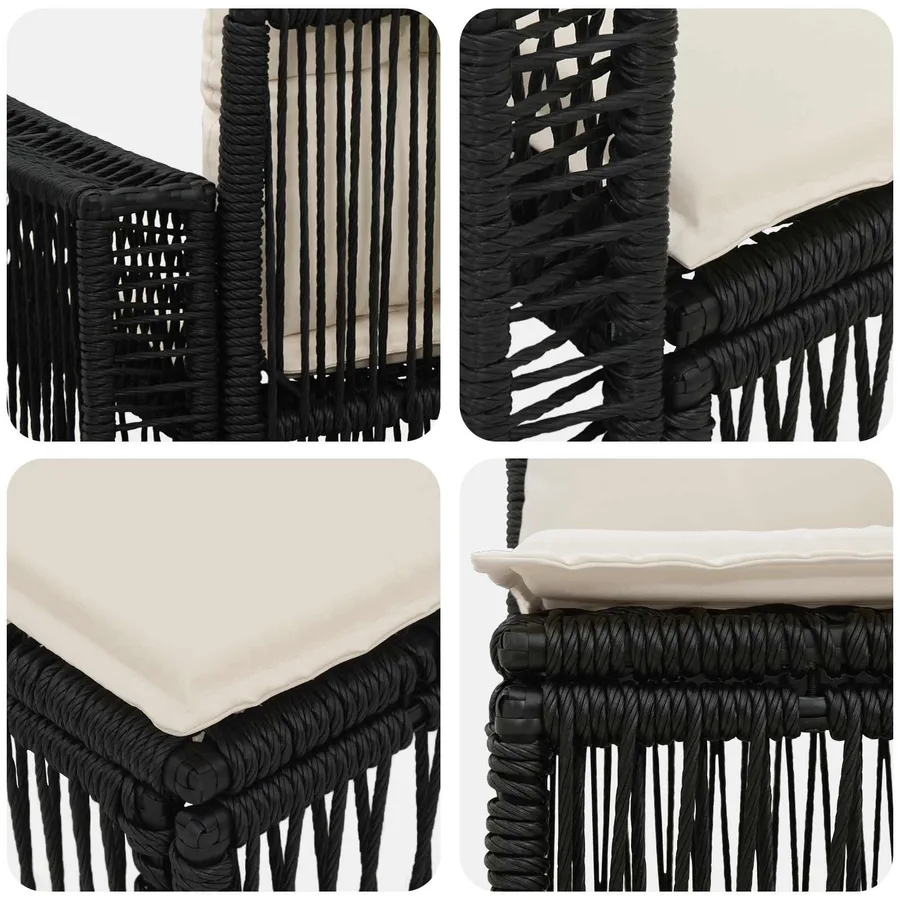 Ensemble de canapé de jardin 4 pcs Noir et blanc crème - 5