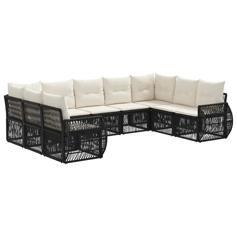Ensemble de canapé de jardin 9 pcs Noir et blanc crème - 2