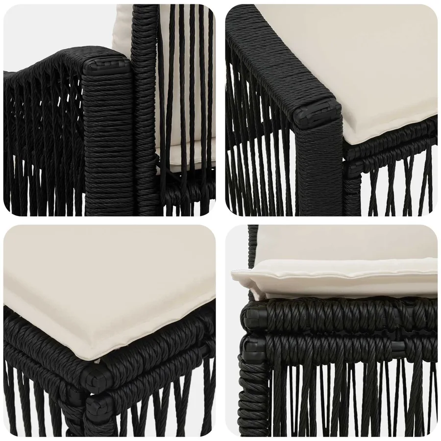 Ensemble de canapé de jardin 10 pcs Noir polyrotin - 6