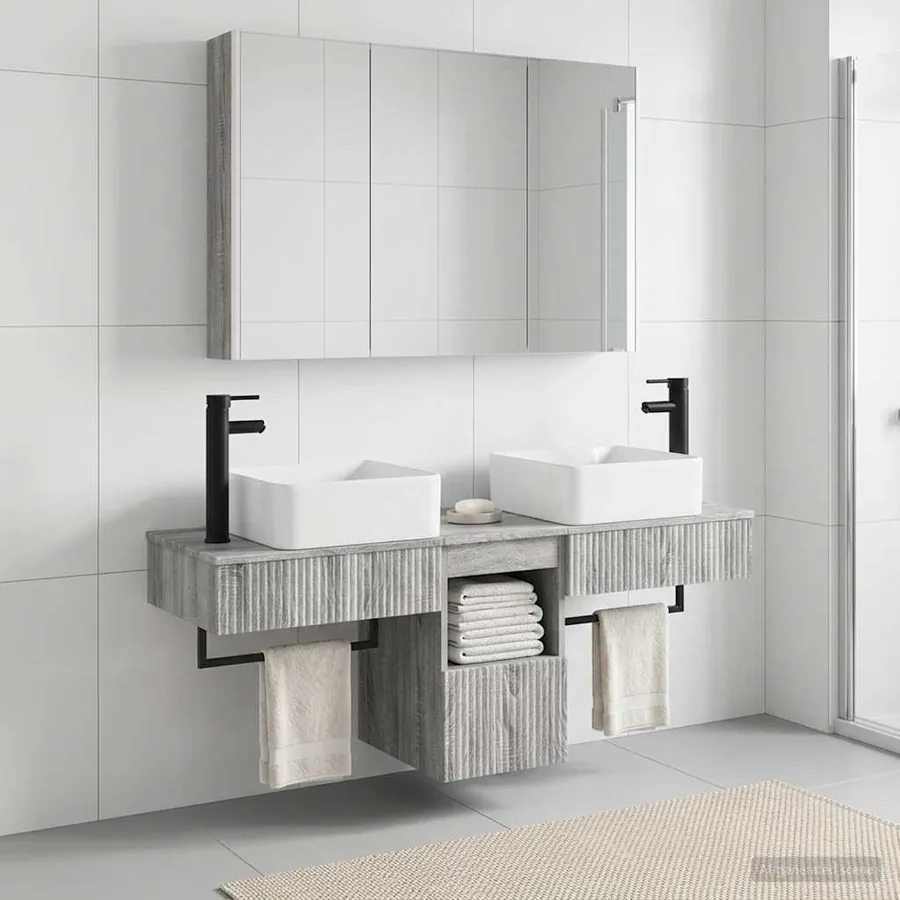 Ensemble d'armoire de salle de bain 4 pcs Sonoma gris