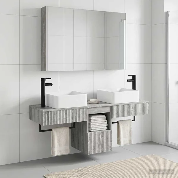 Ensemble d'armoire de salle de bain 4 pcs Sonoma gris
