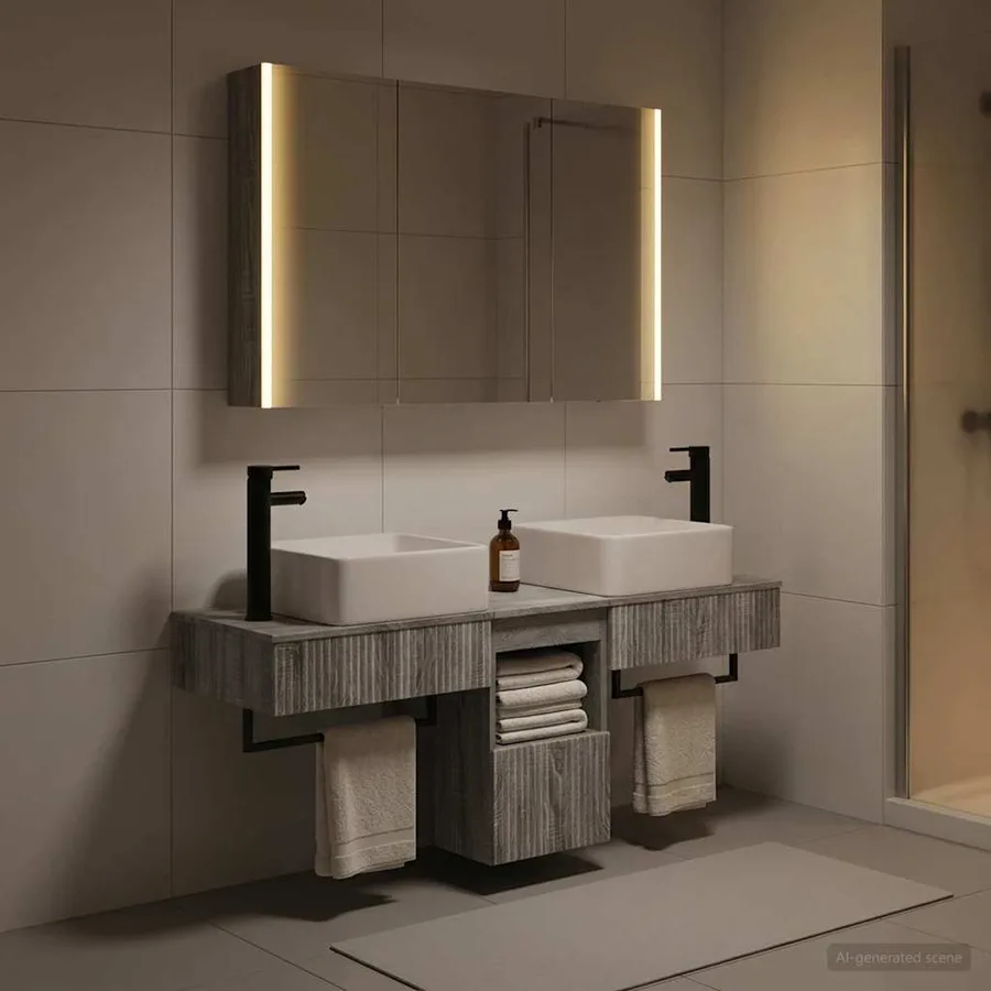 Ensemble d'armoire de salle de bain 4 pcs Sonoma gris - 4