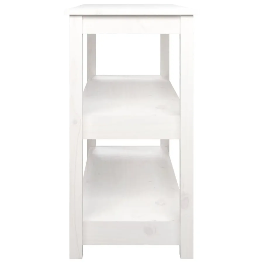 Table console Blanc 110x40x74 cm Bois massif de pin - 6
