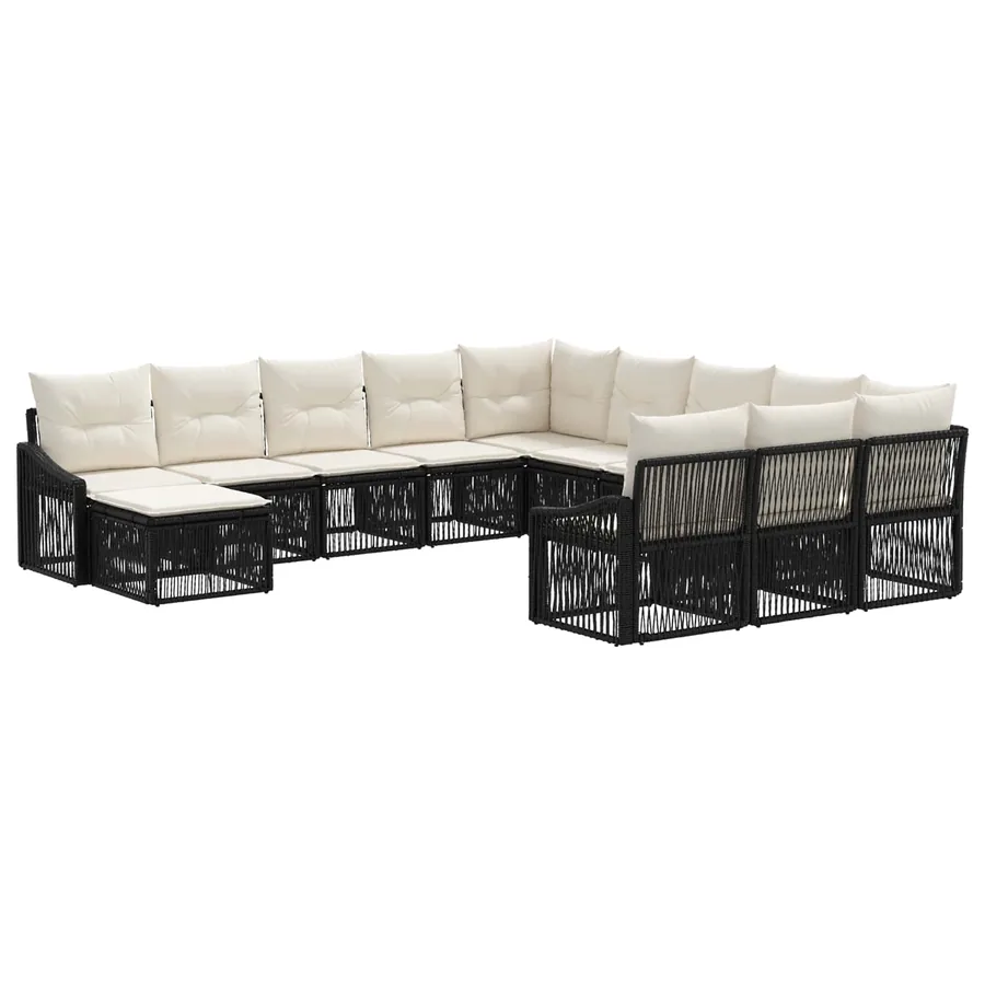 Ensemble de canapé de jardin 12 pcs Noir polyrotin