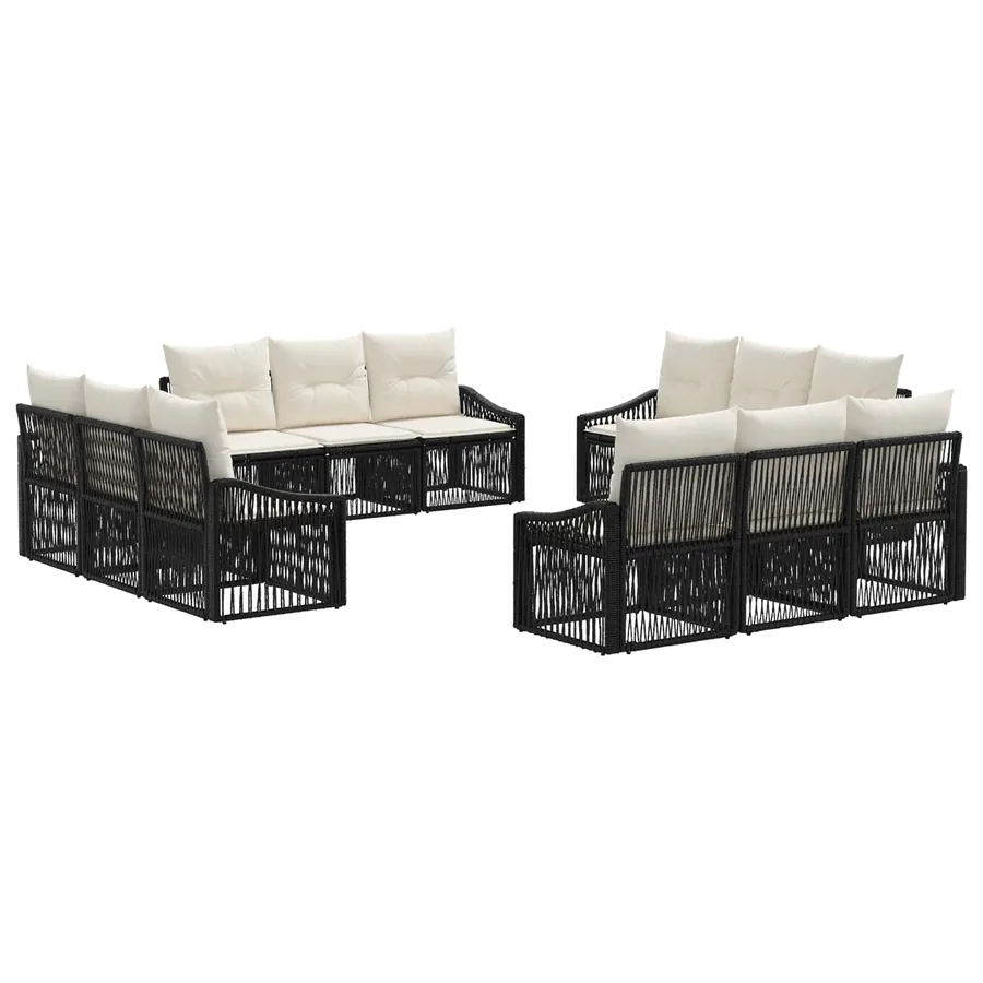 Ensemble de canapé de jardin 12 pcs Noir polyrotin