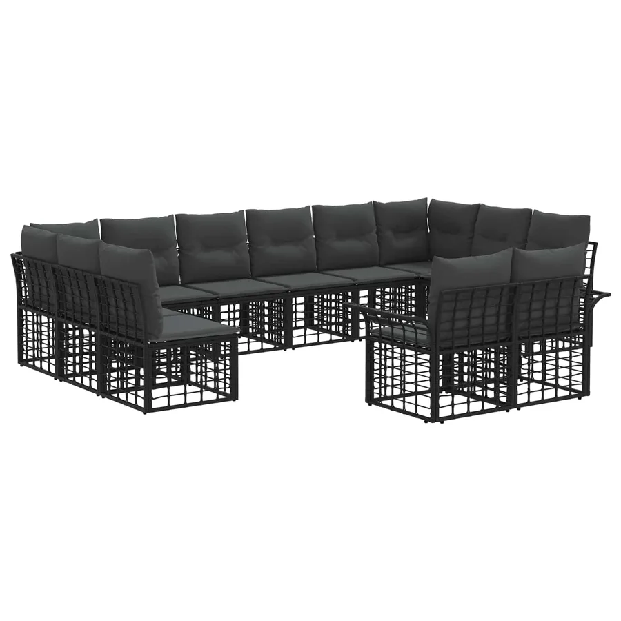 Ensemble de canapés d'extérieur 12 pcs Noir et Gris foncé - 2