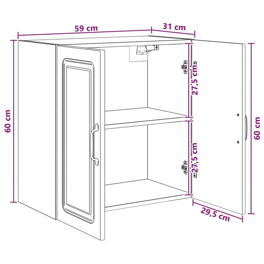 Armoire Murale 59 x 31 x 60 cm Bois d'ingénierie - 9