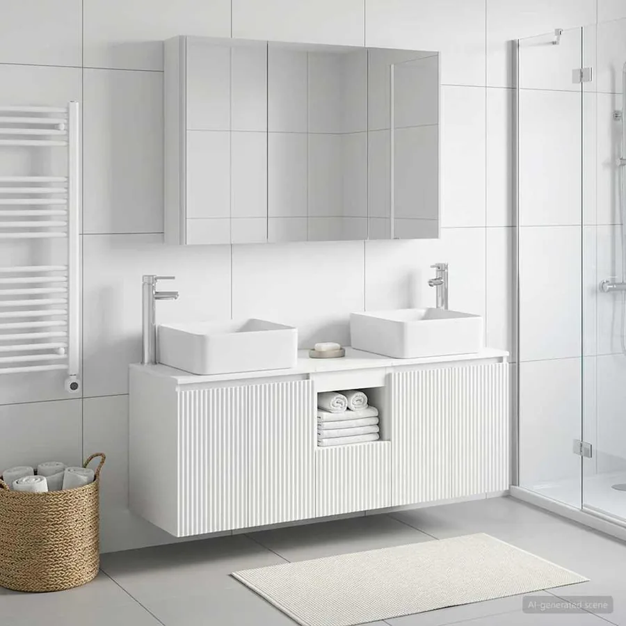 Ensemble d'armoire de salle de bain 4 pcs Blanc