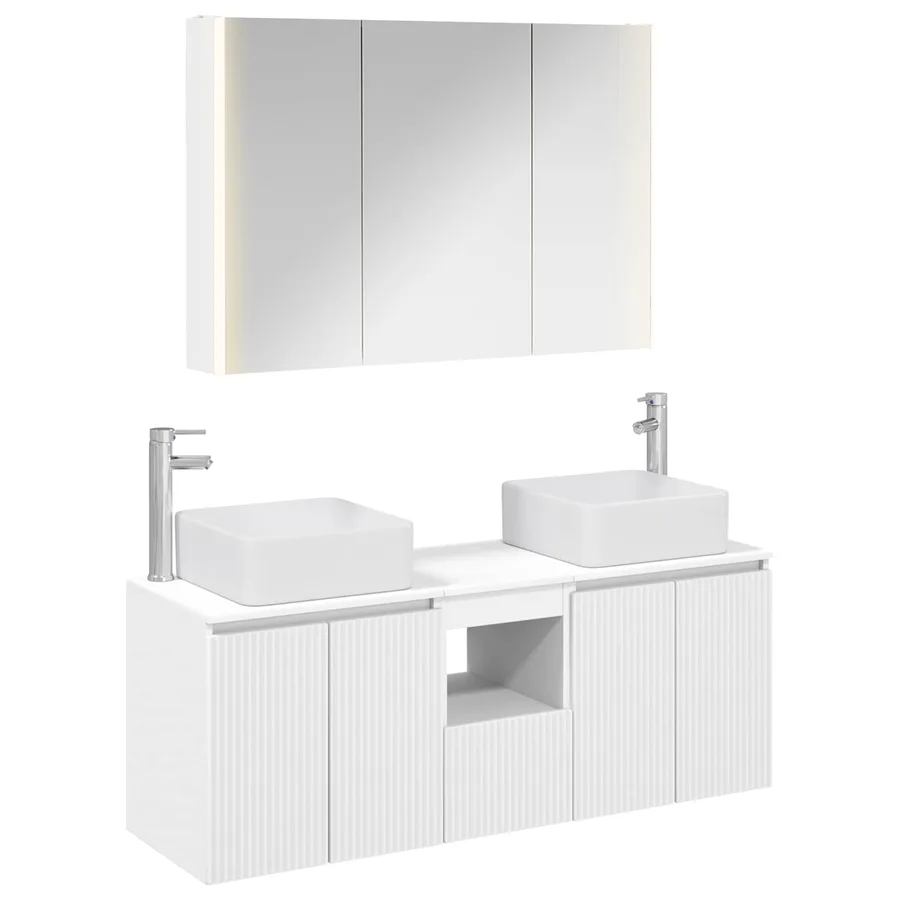 Ensemble d'armoire de salle de bain 4 pcs Blanc - 2