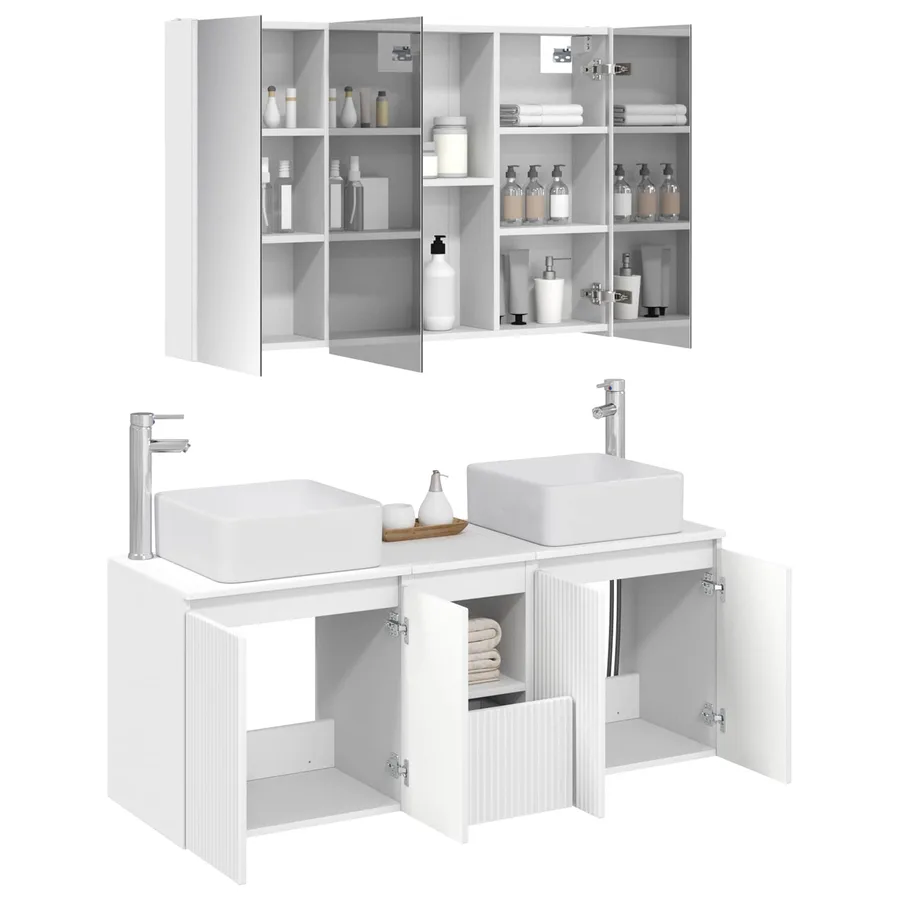 Ensemble d'armoire de salle de bain 4 pcs Blanc - 3