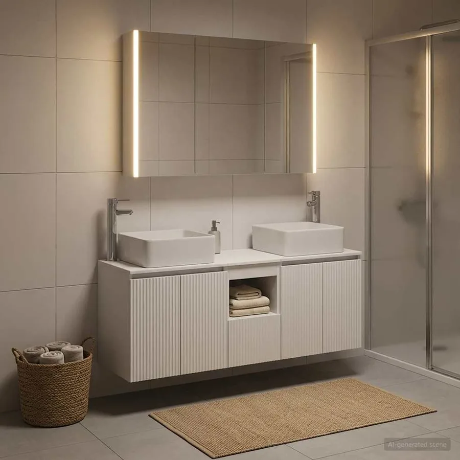 Ensemble d'armoire de salle de bain 4 pcs Blanc - 4
