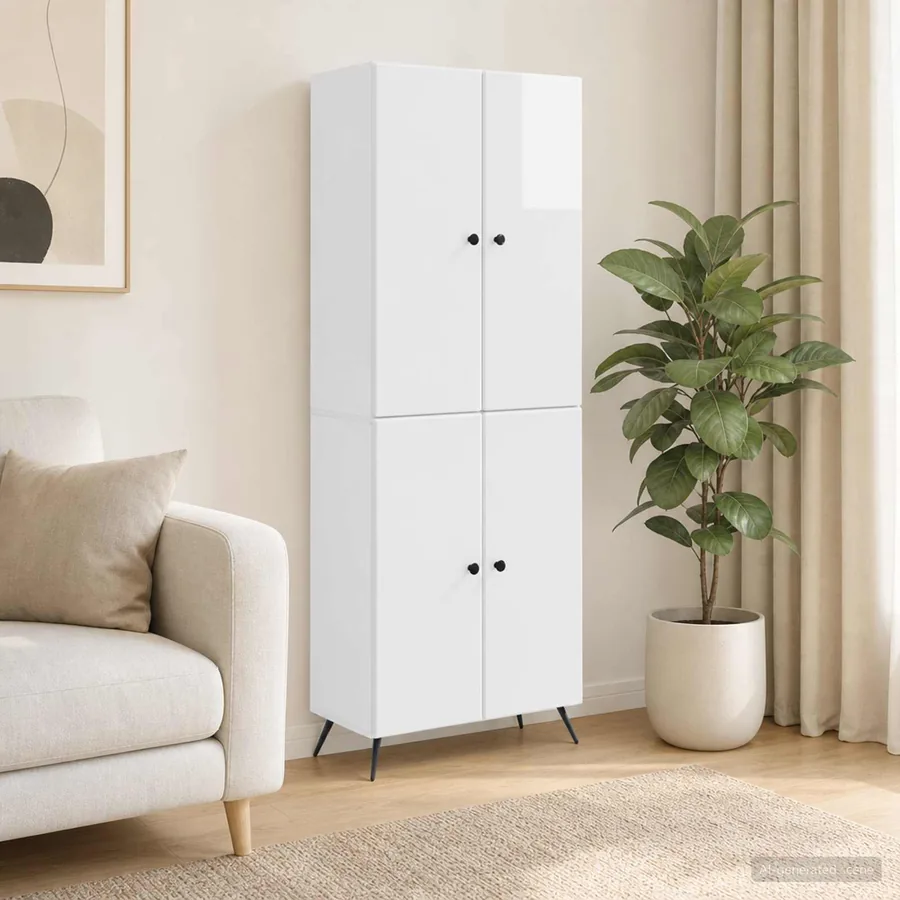 Ensemble de Meubles 2 pcs Blanc brillant Bois d'ingénierie