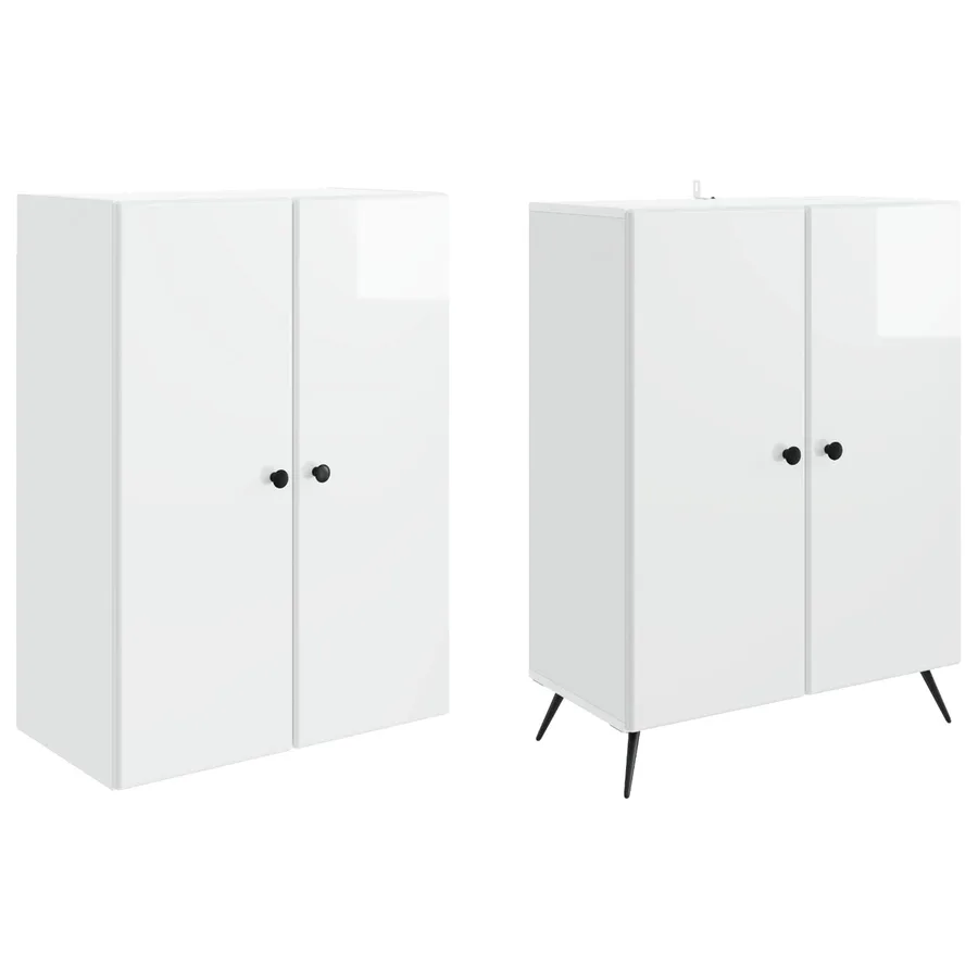 Ensemble de Meubles 2 pcs Blanc brillant Bois d'ingénierie - 4