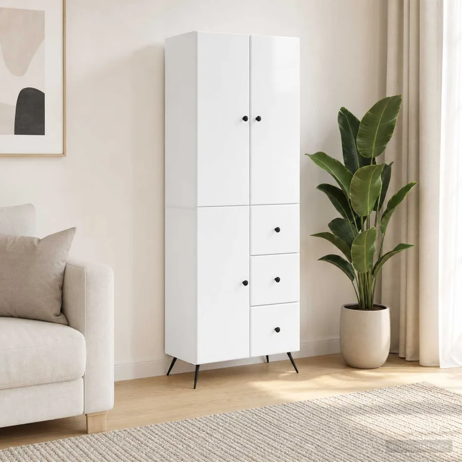 Ensemble de Meubles 2 pcs Blanc brillant Bois d'ingénierie