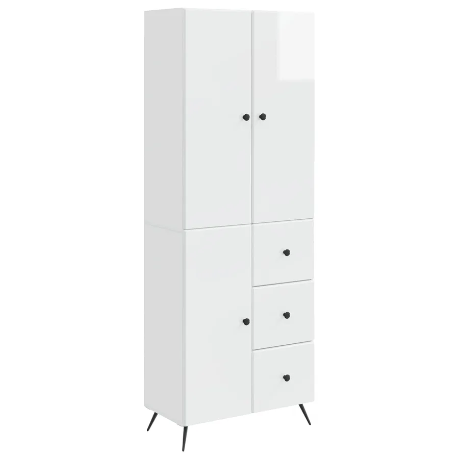Ensemble de Meubles 2 pcs Blanc brillant Bois d'ingénierie - 2