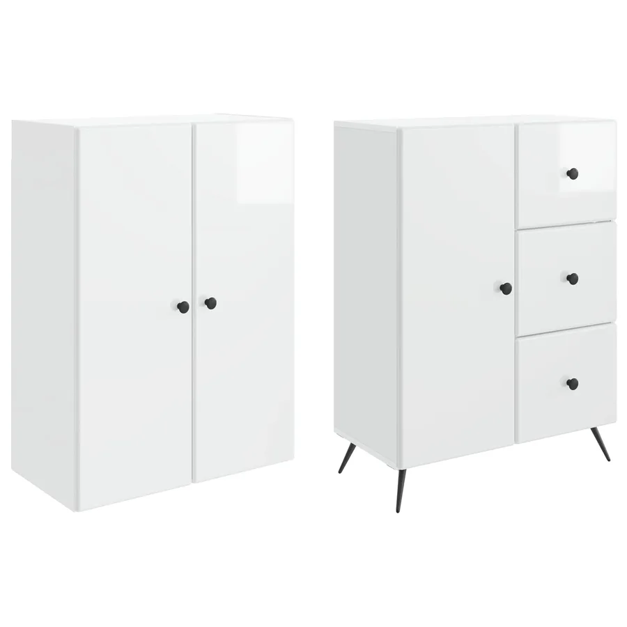 Ensemble de Meubles 2 pcs Blanc brillant Bois d'ingénierie - 4