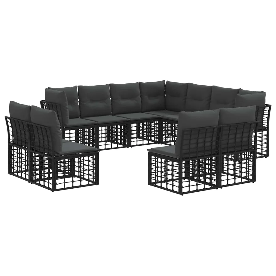 Ensemble de canapés d'extérieur Noir Polyester - 2