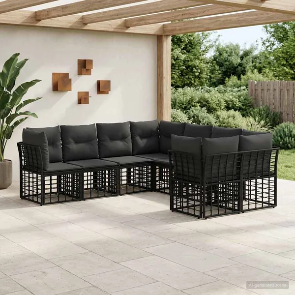 Ensemble de canapés d'extérieur 8 pcs Noir et Gris foncé