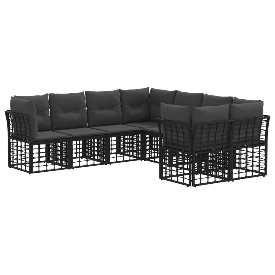 Ensemble de canapés d'extérieur 8 pcs Noir et Gris foncé - 2