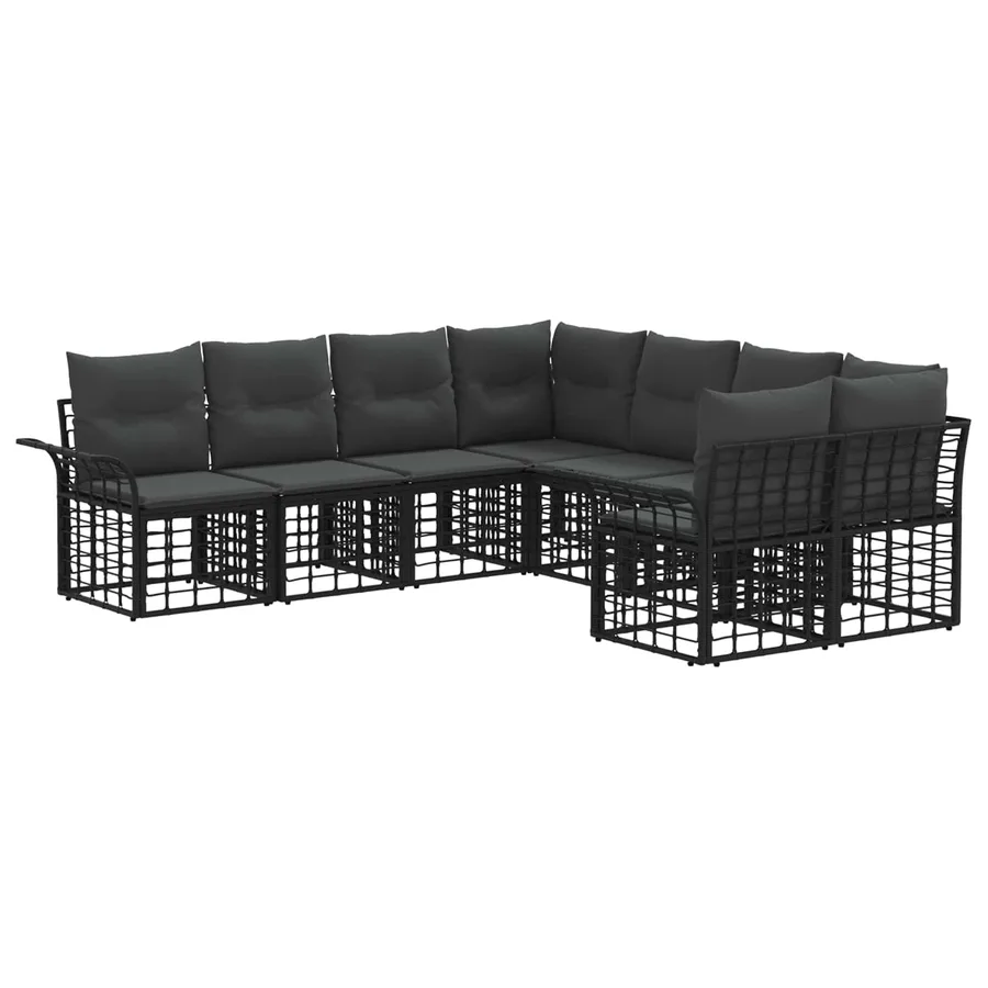 Ensemble de canapés d'extérieur 8 pcs Noir et Gris foncé - 2