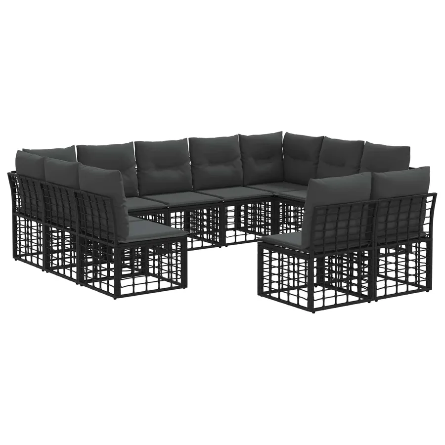 Ensemble de canapés d'extérieur Noir et Gris foncé Polyester - 2
