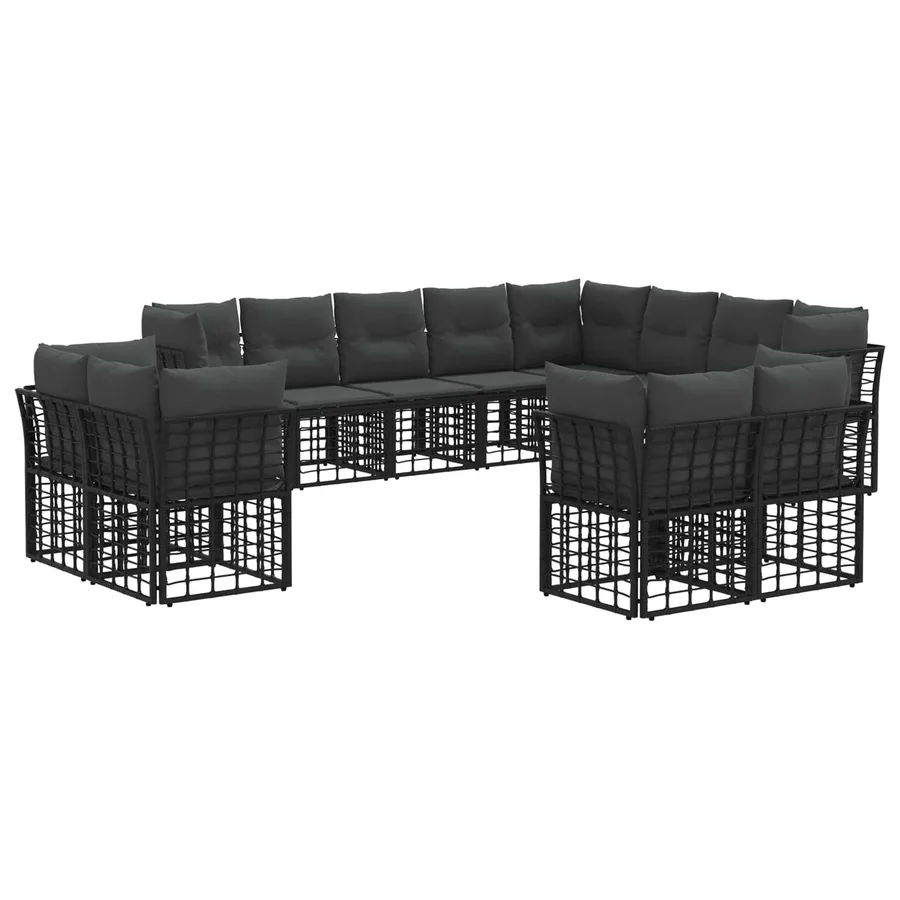 Ensemble de canapés d'extérieur Noir et Gris foncé Polyester - 2