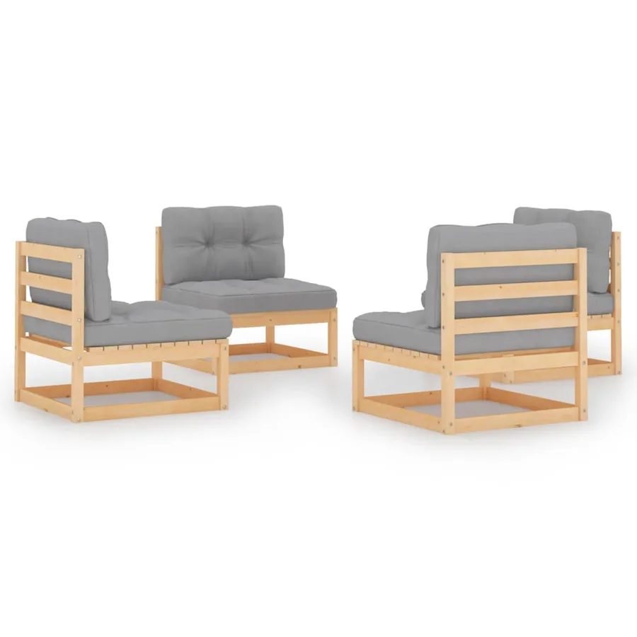 Salon de jardin 4 pcs avec coussins Bois de pin massif - 2