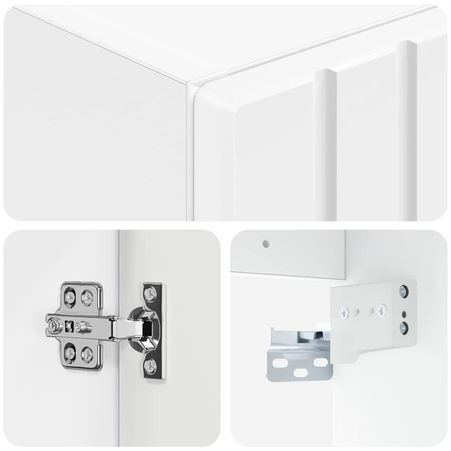 Cabinet de Salle de Bain Mural Blanc brillant - 6