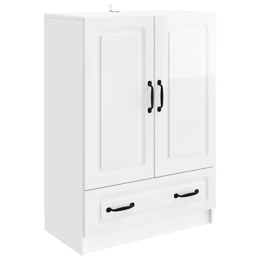 Buffet Blanc brillant 66 x 34,5 x 92 cm Bois d'ingénierie - 2