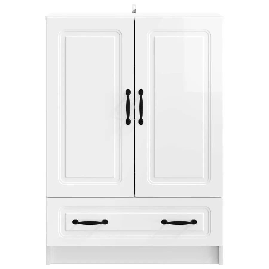 Buffet Blanc brillant 66 x 34,5 x 92 cm Bois d'ingénierie - 5