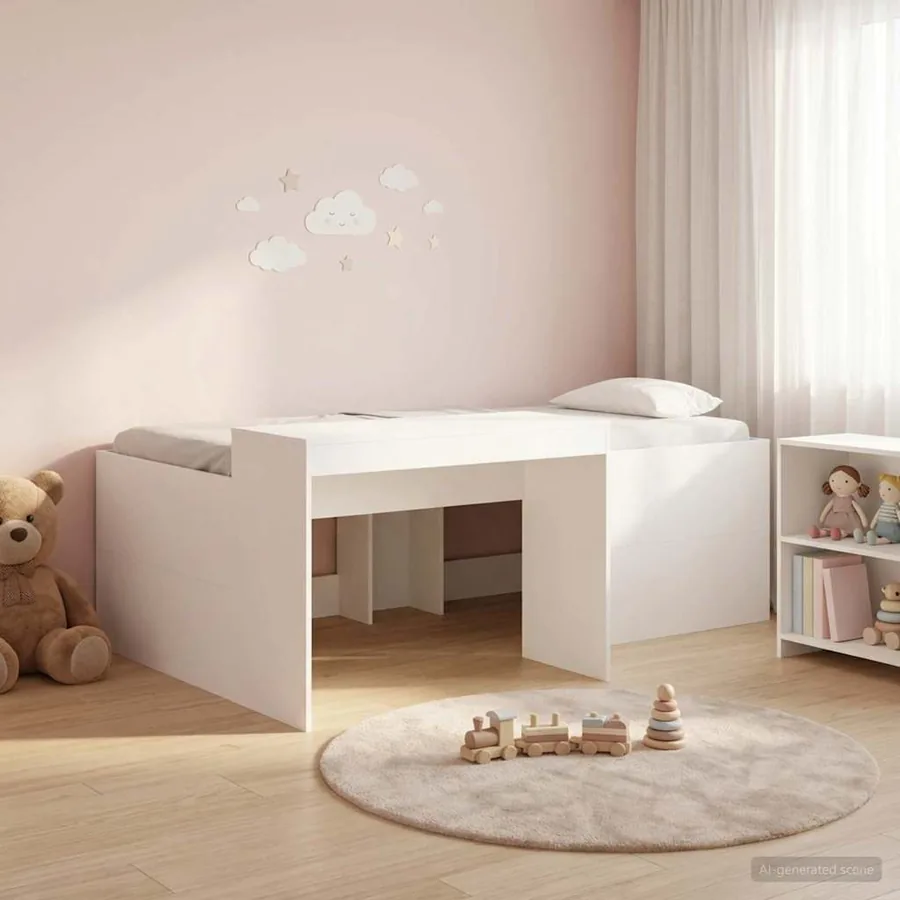 Lit haut pour enfants avec bureau Blanc 75 x 190 cm