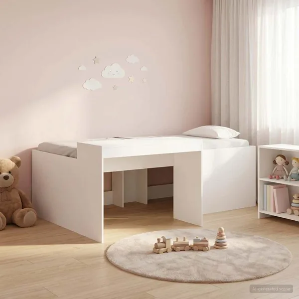 Lit haut pour enfants avec bureau Blanc 75 x 190 cm