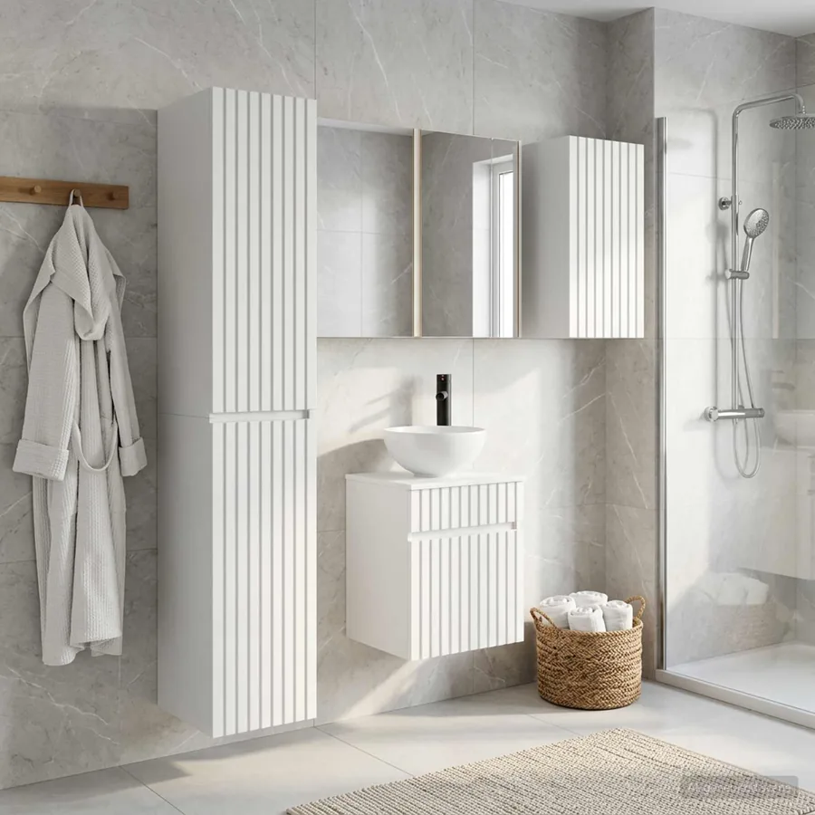 Ensemble d'armoire de salle de bain 5 pcs Blanc