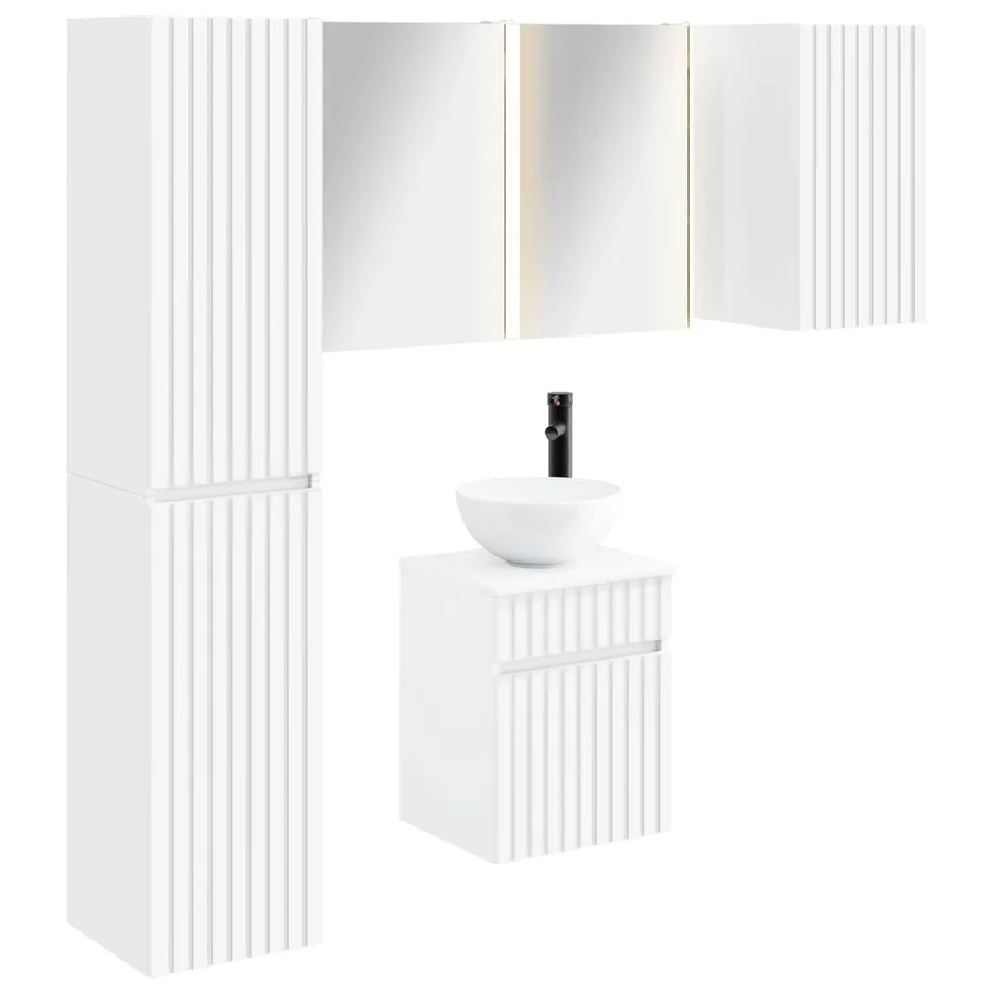 Ensemble d'armoire de salle de bain 5 pcs Blanc - 2