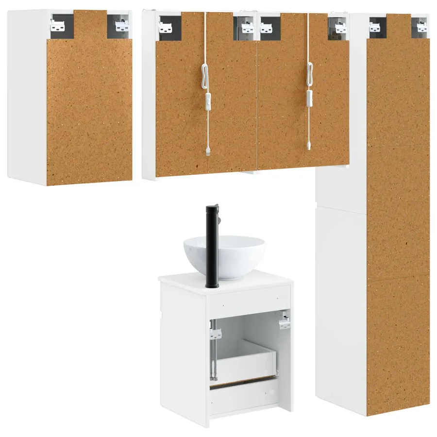 Ensemble d'armoire de salle de bain 5 pcs Blanc - 9