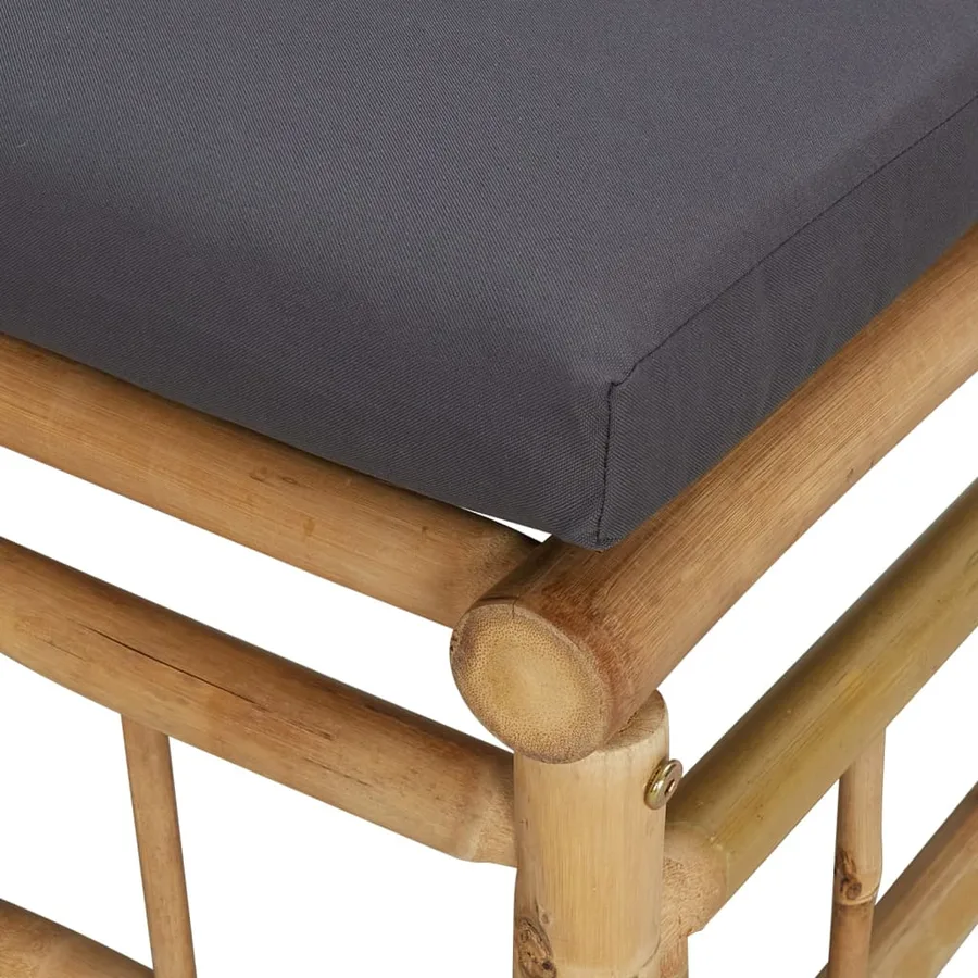 Canapés d'angle de jardin avec coussins gris foncé 2 pcs bambou - 5
