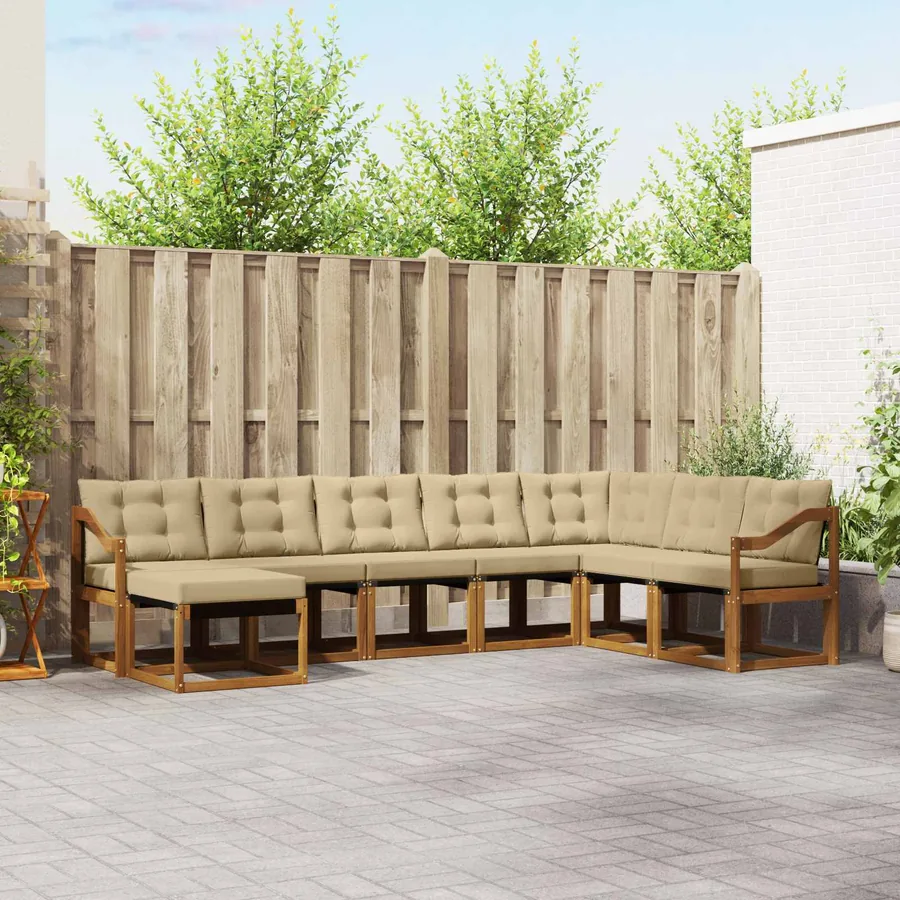 Ensemble de canapés d'extérieur 8 pcs Naturel et Beige