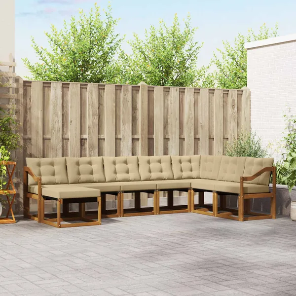 Ensemble de canapés d'extérieur 8 pcs Naturel et Beige