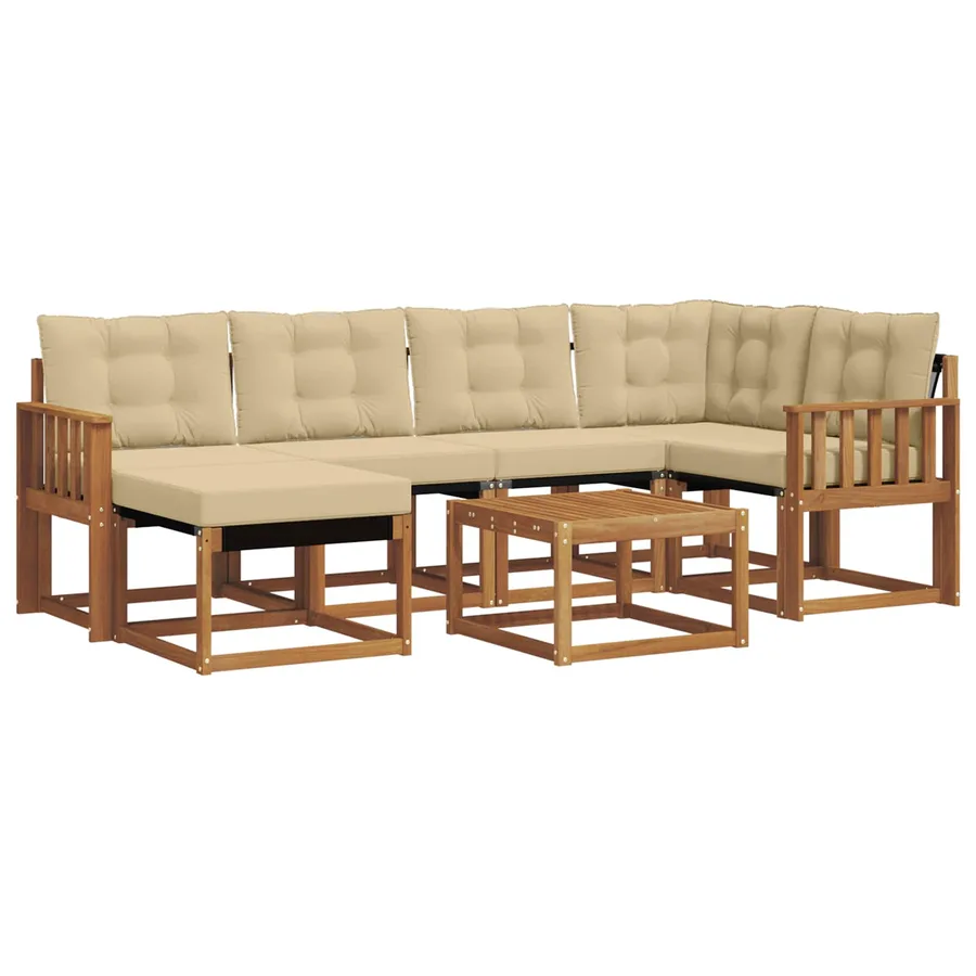 Ensemble de canapés d'extérieur 7 pcs Naturel et Beige - 2