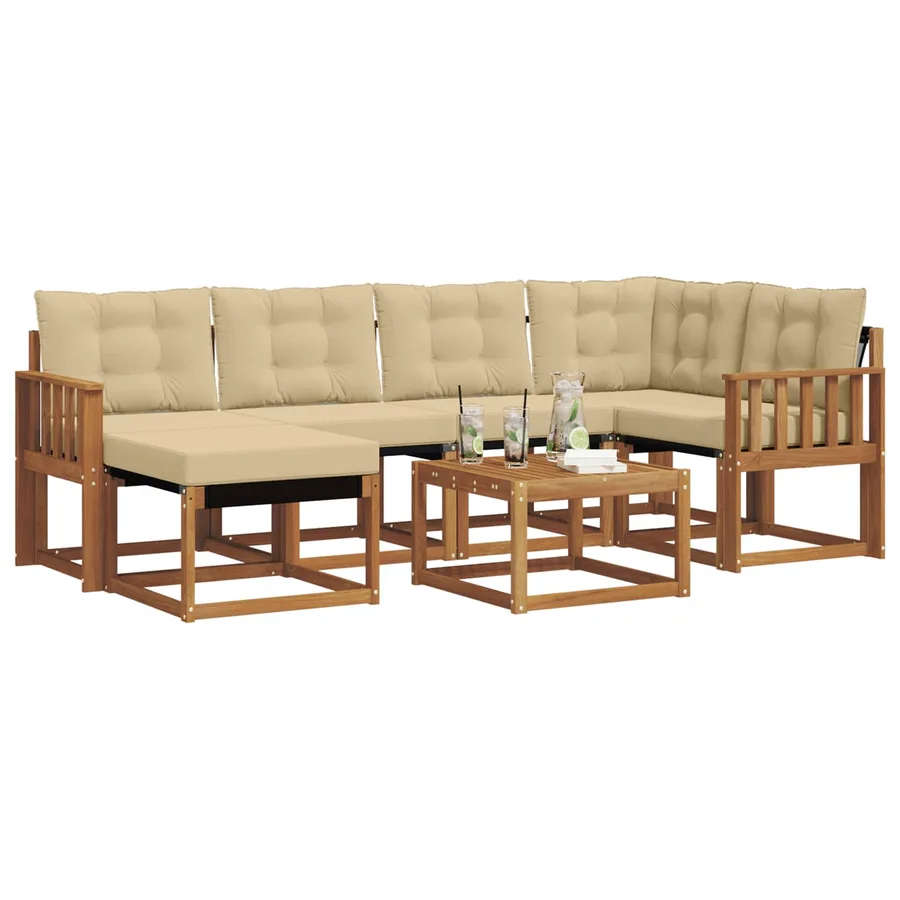 Ensemble de canapés d'extérieur 7 pcs Naturel et Beige - 3