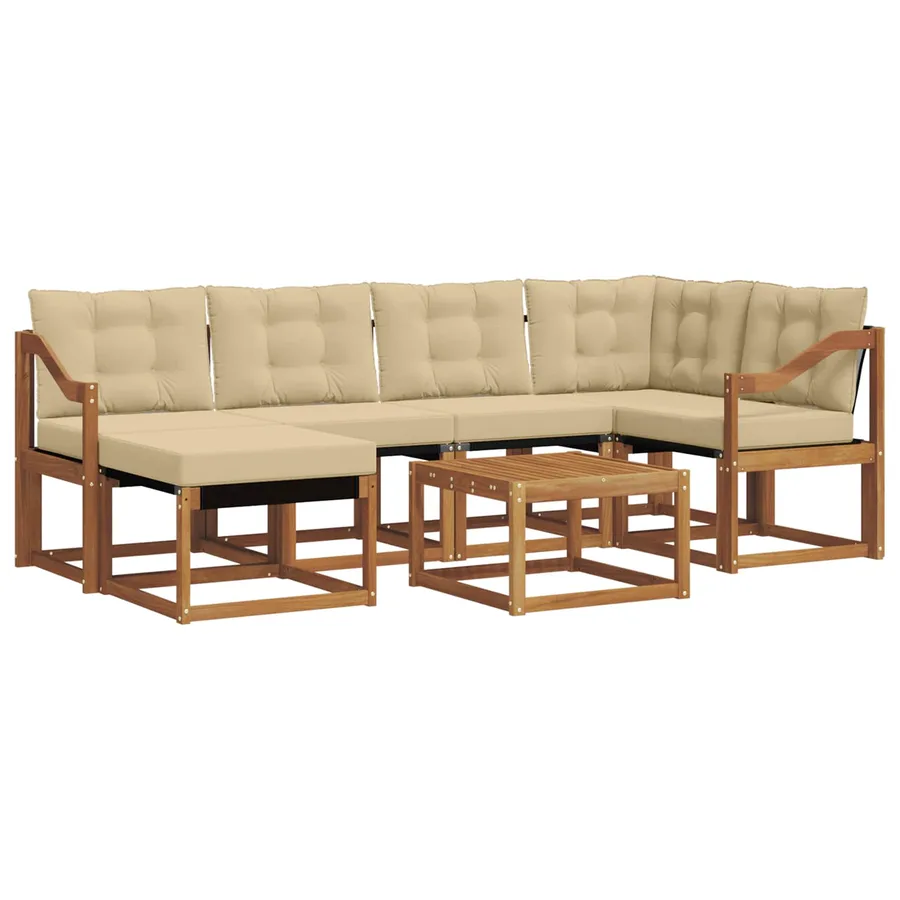 Ensemble de canapés d'extérieur 7 pcs Naturel et Beige - 2