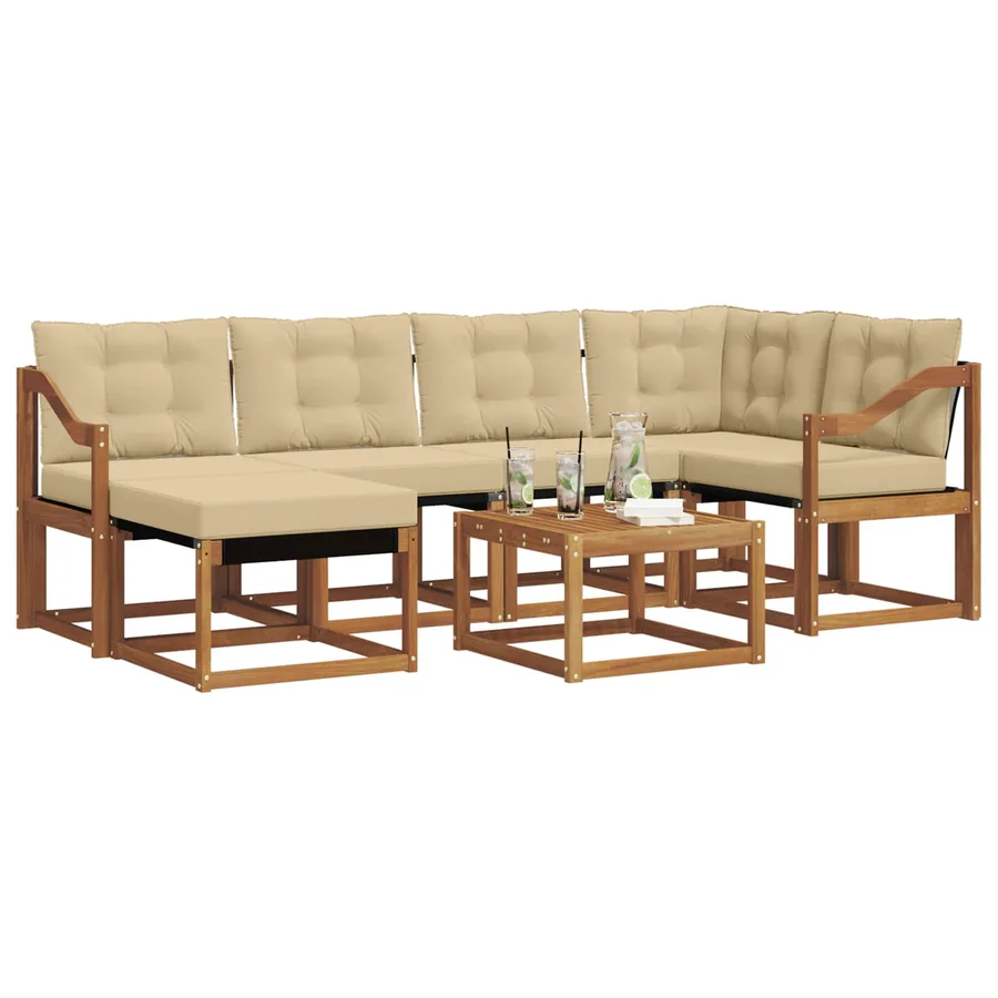 Ensemble de canapés d'extérieur 7 pcs Naturel et Beige - 3